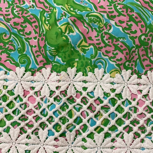 Lilly Pulitzer Chomp Chomp Gator Print Skirt Pink Green Lace size 4 - Picture 4 of 7